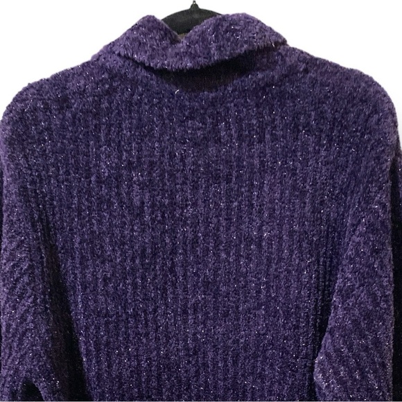 EMILY ROSE Belted Chunky Cardigan Sweater Women’s Size M Sparkling Purpl… - Picture 5 of 6